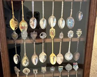 A LARGE collectors spoon collection! Over 80 pieces! All are frame in glass shadow type boxes! Box #3