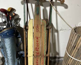 Vintage Fleetwing Racer Wood/Metal Snow Sled Antique!