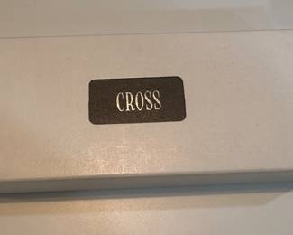 Vtg CROSS Chrome 3501 Ball Point Blue Ink Pen & Pencil Set Orig Box 