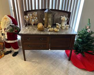 Beautiful Antique Marble top Washstand/sideboard, Antique teapot & Cup set