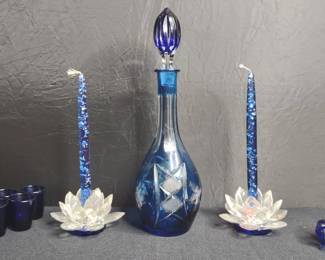 Decanter and Candle Holders