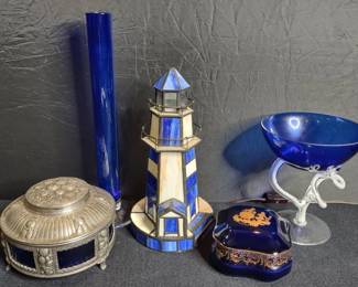 Limoges Jewelry Box, Stained Glass Lighthouse