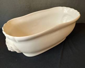 Italian Ceramic Lion Head Planter Basin