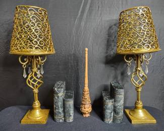 Marble Bookends, Candle Lamps