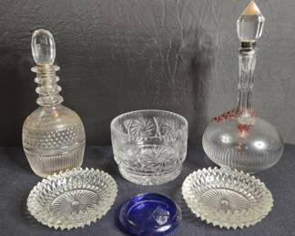 Decanters, Etched Glass Bowl