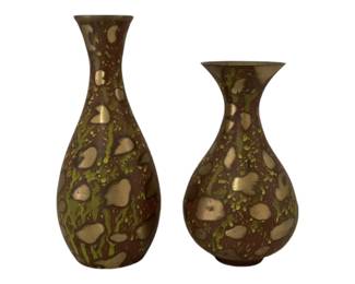 RIH Solid Brass Hand Painted Vases 