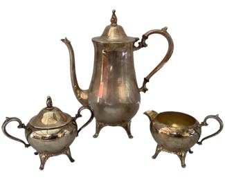 Footed Silver Plate Tea Set 
