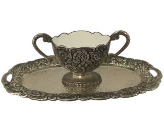 Silver Plate Sugar Bowl Tray 