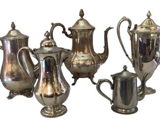 Collection of Silver Plate Tea Kettles 