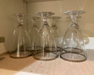 Gold rim set of footed glasses - set of 6