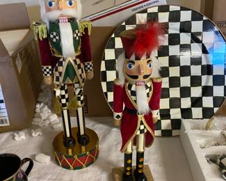 MacKenzie Childs platter, & 2 nutcrackers 