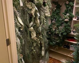Lots of swags & greenery - these are inside the house now