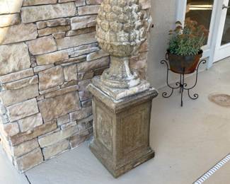 Table with large decor item - outdoors