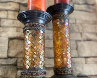 Candles & candle holders with metal  & glass 