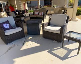 Set - 2 chairs (matching) with small table - heater sold separately 