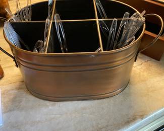 Brass silverware container