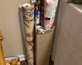 Wrapping paper in box & 1 roll of nice wall paper