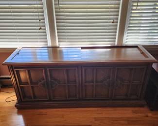 Records cabinet with 8 track player and radio