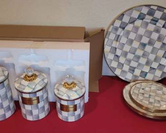 MacKenzieChilds  Sterling Check Canisters  More