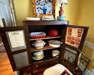 1900's Pie Safe with the Punched Tin Doors, one pullout drawer on the bottom.