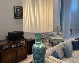 Pair of Vintage Italian Floral Embossed 3-Way Table Lamps w/Florentine Base