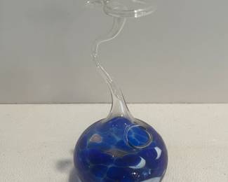Signed glass rose vase