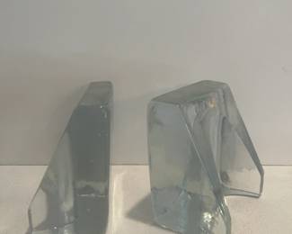 Glass block book ends