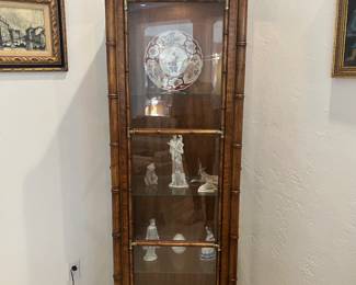 1970’s Weiman Hollywood Regency Campaign Style Curio Cabinet