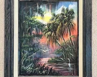 Highwaymen painting, 11 x 14, signed by artist R. L. Lewis, $1,800 