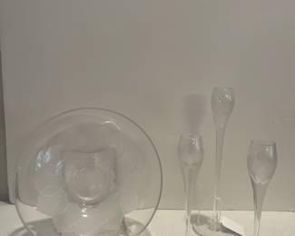 Rosenthal Lotus Bowl and Set of 3 Candle Holders