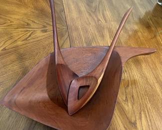 Mid Century Wooden Salad Bowl