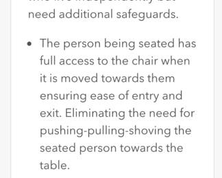 Description of the chair from the website