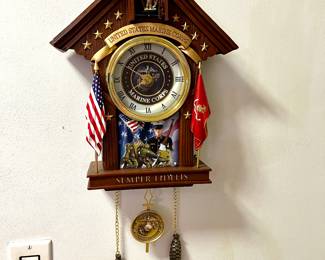 USMC Semper Fi Mahogany-Finish Wall Clock 
