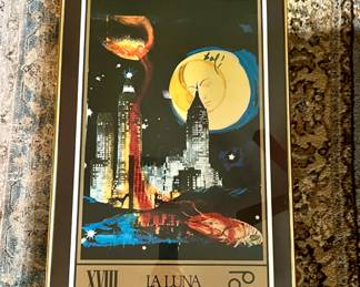 Salvador Dali - Tarot The Moon XVIII Universal Art Poster Framed
