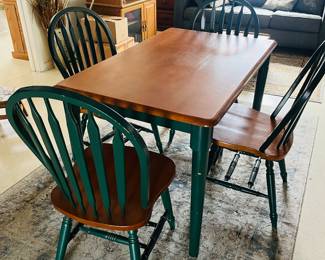 Very nice compact wood (green legs) dining table