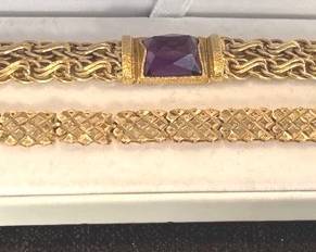 14k Gold Bracelets with Purple Stone