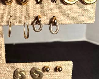 Gold Colored Pierced Clip Earrings  14k  Givenchy