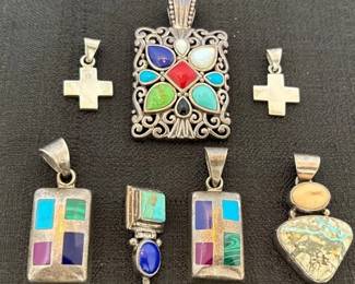 Southwest Style Sterling Stone Pendants