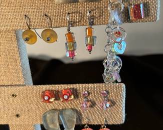 Art Jewelry .925 Acrylic Bracelet  9 Pr Earrings