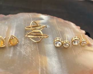 14k, 10k W Opals Earring Sets