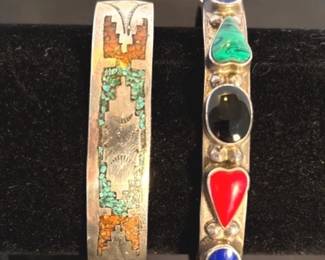 Southwest Silver StoneInlaid Bracelets