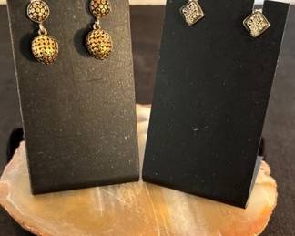 18kt.925 Double Ball  925 GreySilver Earrings