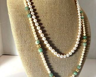 14k Pearl Jade Necklaces