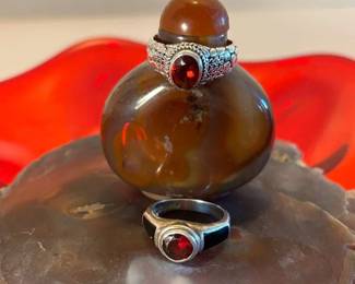 Silver Rings W Red Stones