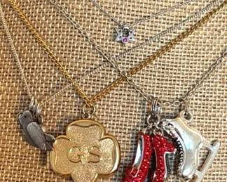 Star, Vintage Girl Scout Locket, Ice Skate, Ruby Slippers
