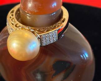 925 Yellow Pearl BBJ Ring