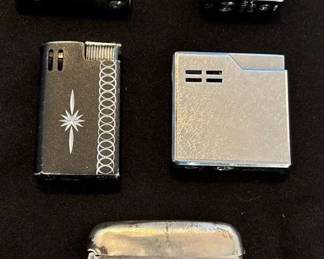 Vintage Cast White Silver Holder 4 Lighters