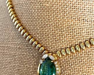 18k Emerald Diamond Necklace