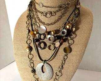 Gold, Black, Tiger Eye Look Necklaces