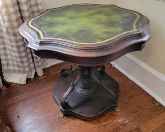 One of a pair of Vintage Tables with "Spanish Green Leather"